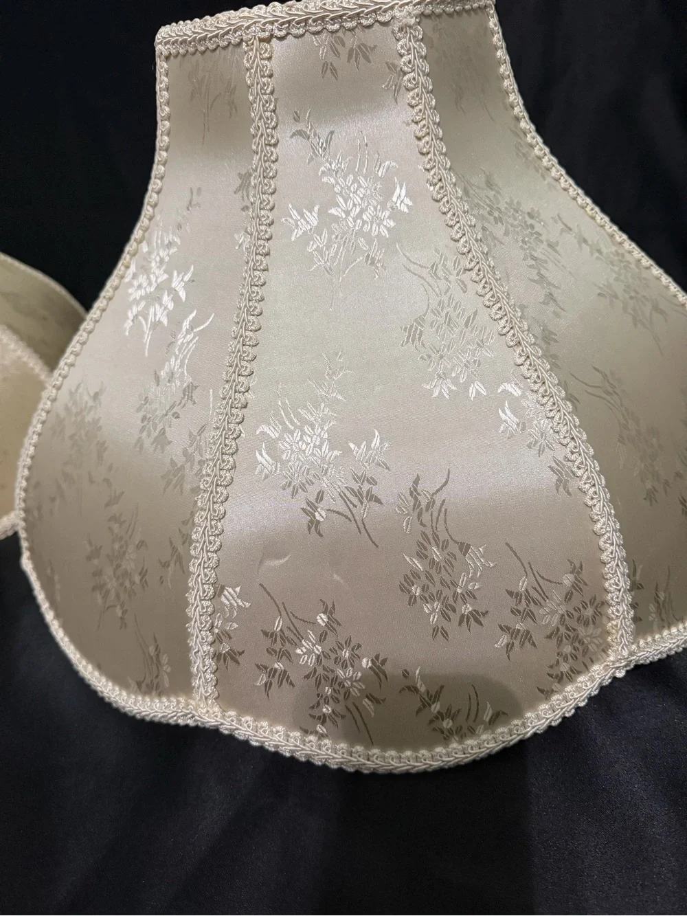 (2) Vintage Victorian Style Bell Lamp Shade Ivory/Champagne Floral 11 1/2in H